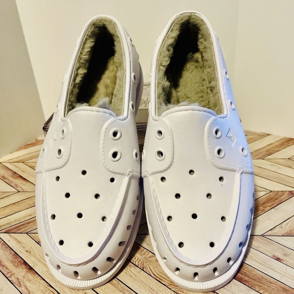 Sperry Top Sider A/O Float Cozy Casual Boat Shoes Women's 7 White Faux Fur Lined - Picture 3 of 8